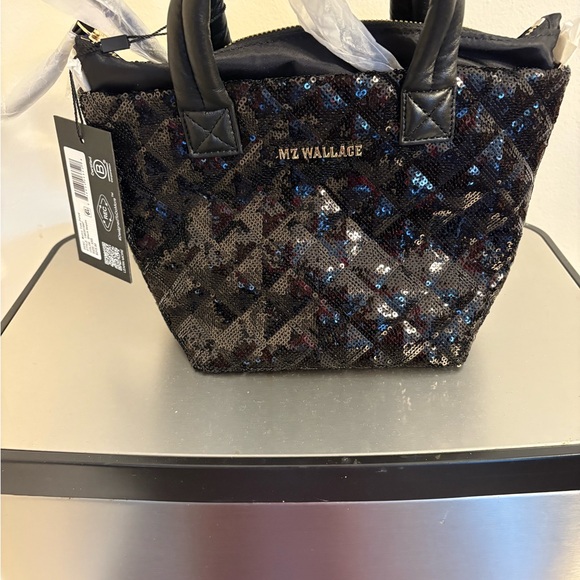 MZ Wallace Black and Blue Sequin Tote - Picture 4 of 8